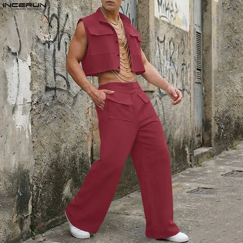 Summer Clothing Trends - INCERUN Men Sets Solid Sleeveless Crop