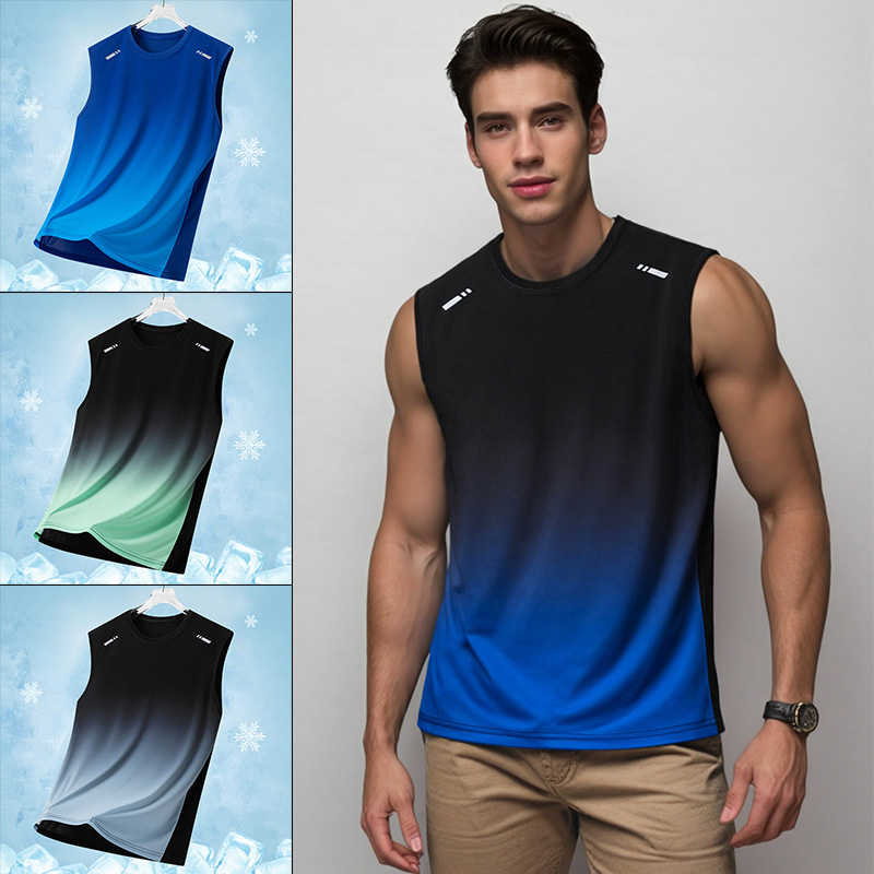 Summer Clothing For Teens - Men Gradient Sports Vest Lightweight Sleeveless