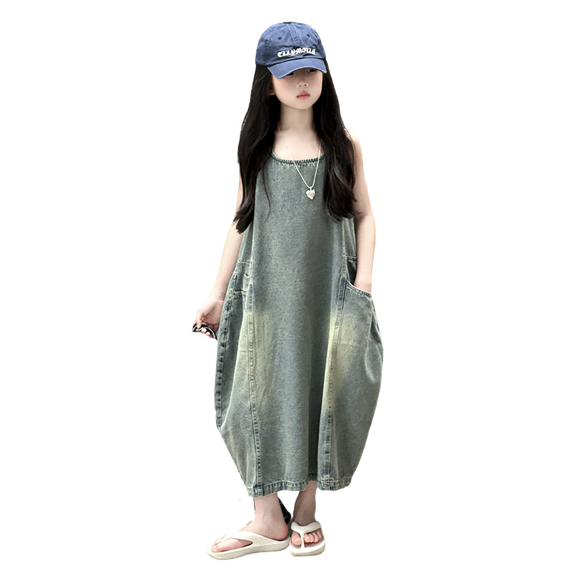 Summer Clothing For Kids Girls - Vintage Blue Children Girls High Quality