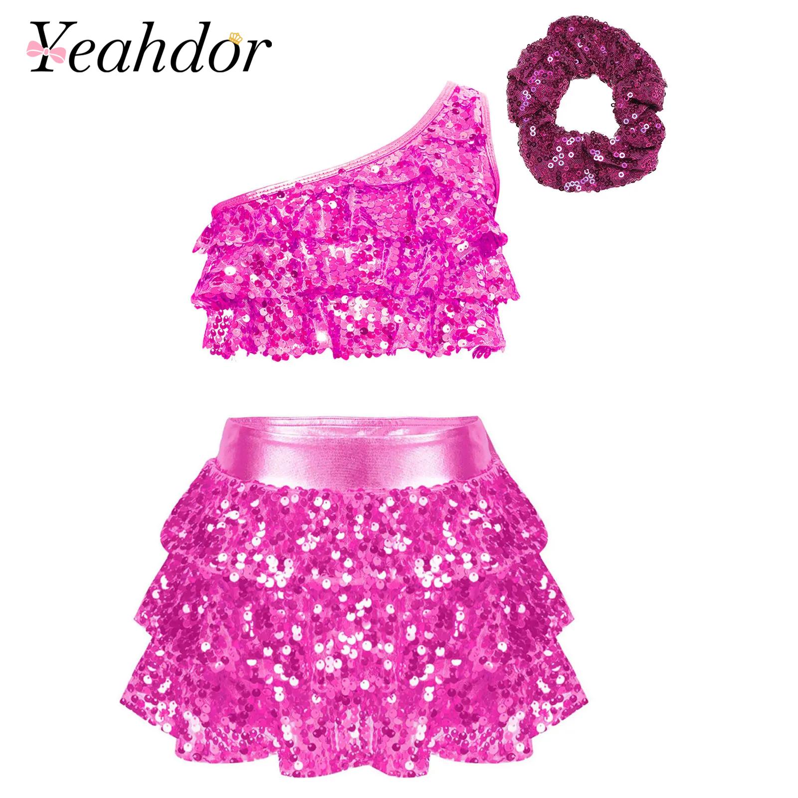 Summer Clothing For Kids Girls - Kids Girls Shiny Sequins Latin Jazz