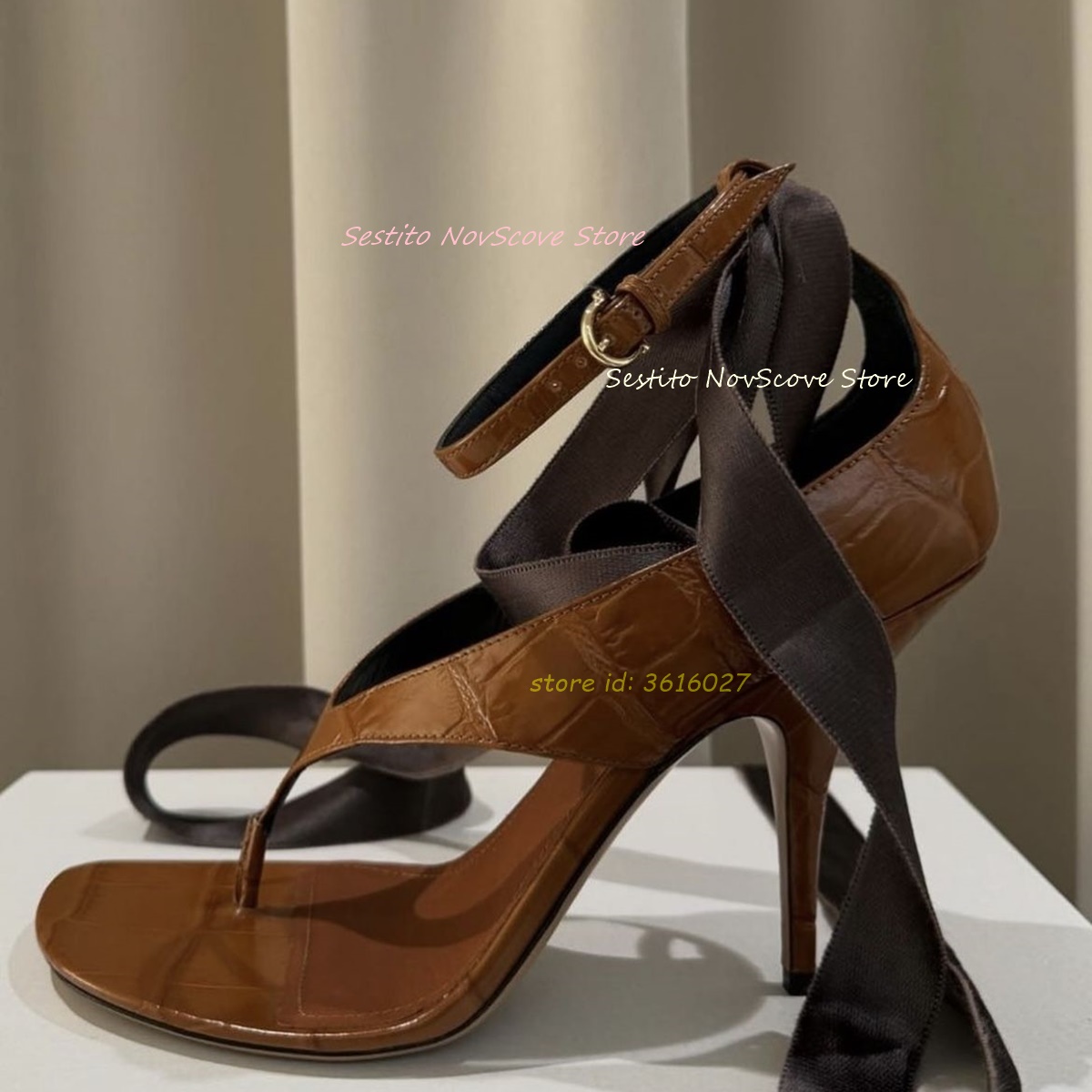 Summer Clothing Dress - Brown Open Toe Lace Up Sandals