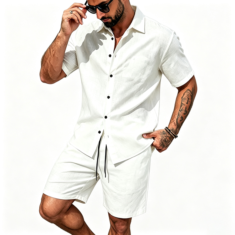 Men Linen Two Piece Outfit Sho - Summer Clothing Trends review and price