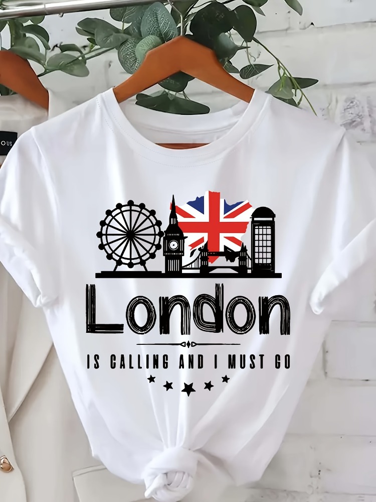 London Letter Print Women's T- - Summer Clothing London review and price
