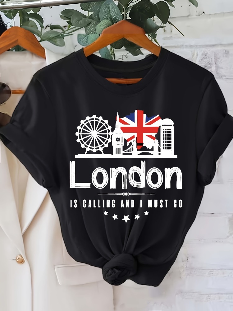 London Letter Print Women's T- - Summer Clothing London review and price