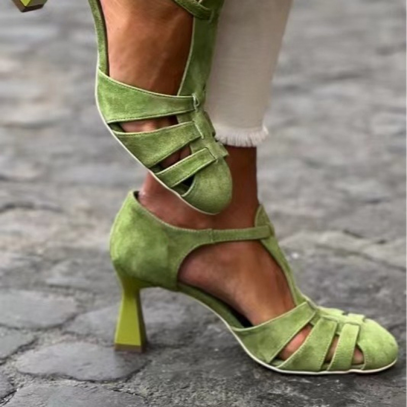 Women's Green Suede Kitten Hee - Summer Clothing Dress review and price