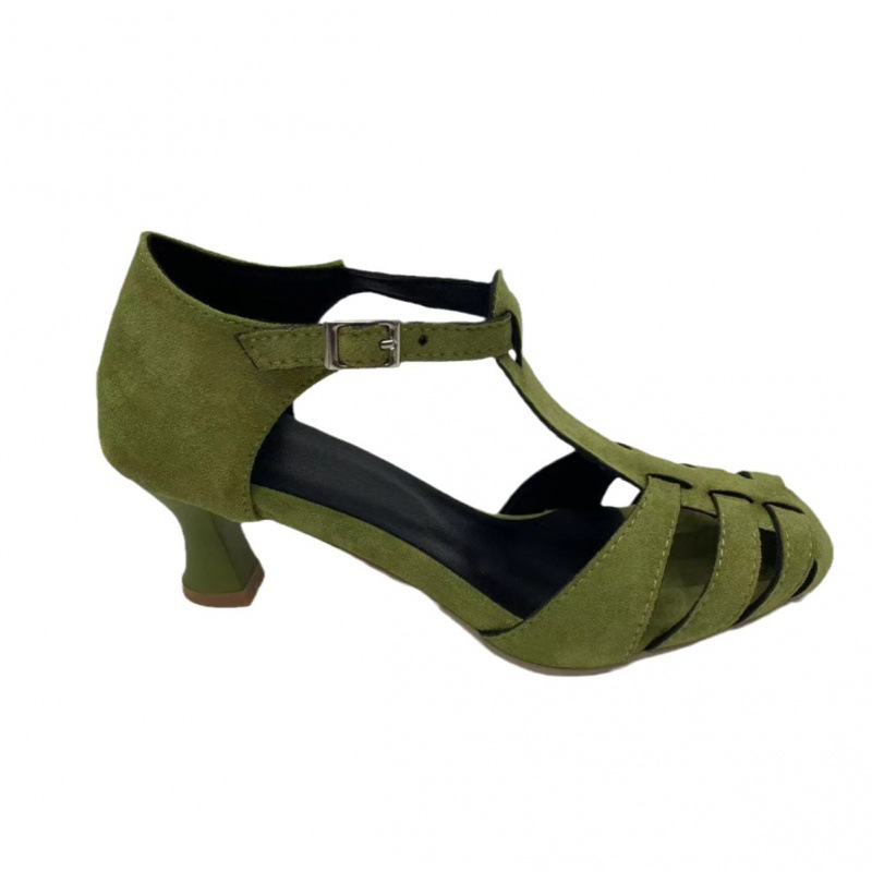 Women's Green Suede Kitten Hee - Summer Clothing Dress review and price