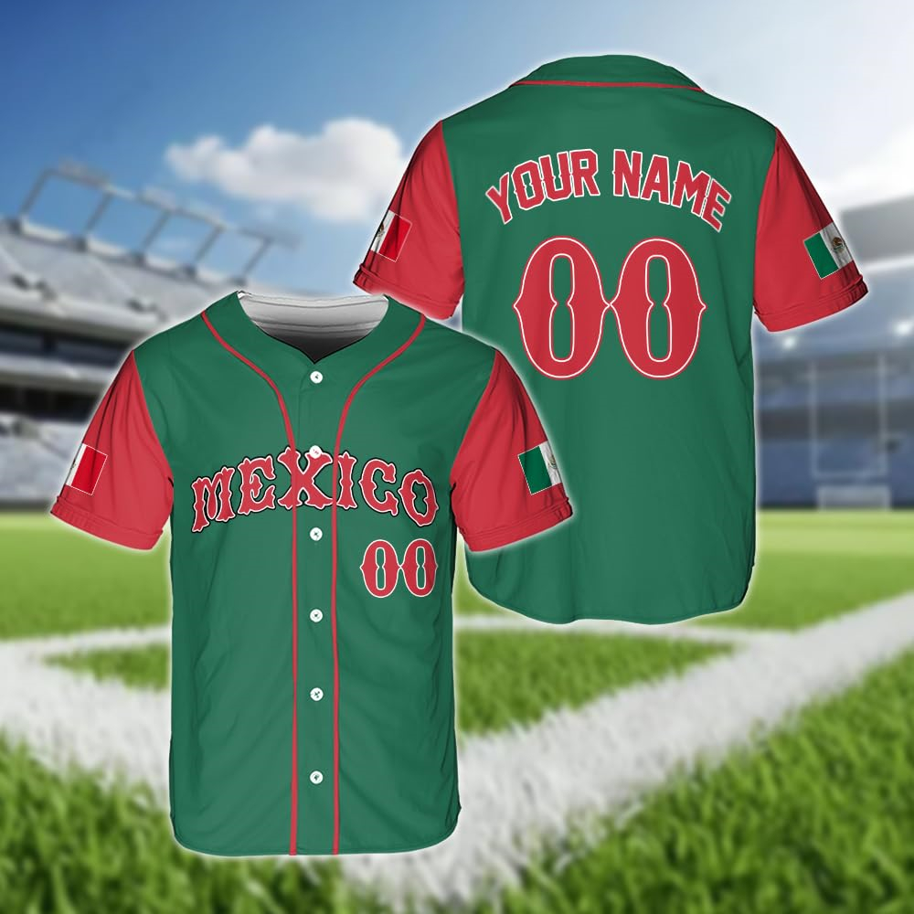 Hot Mexican Flag Baseball Jers - Summer Clothing Name review and price