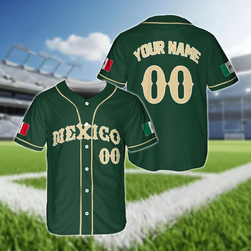 Hot Mexican Flag Baseball Jers - Summer Clothing Name review and price