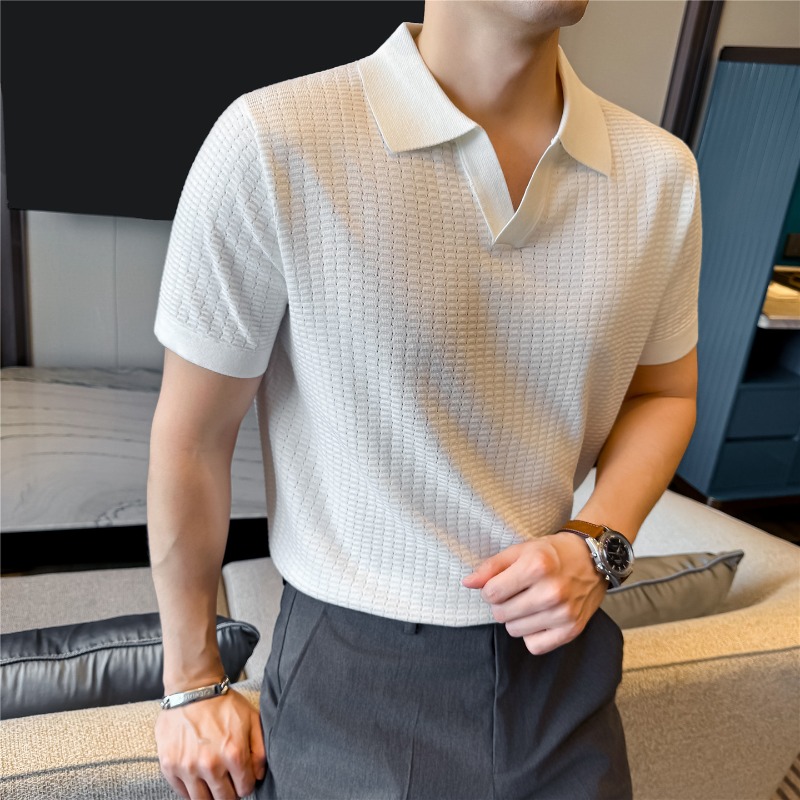 High Stretch Men Knitted Polo  - Summer Light Clothing review and price