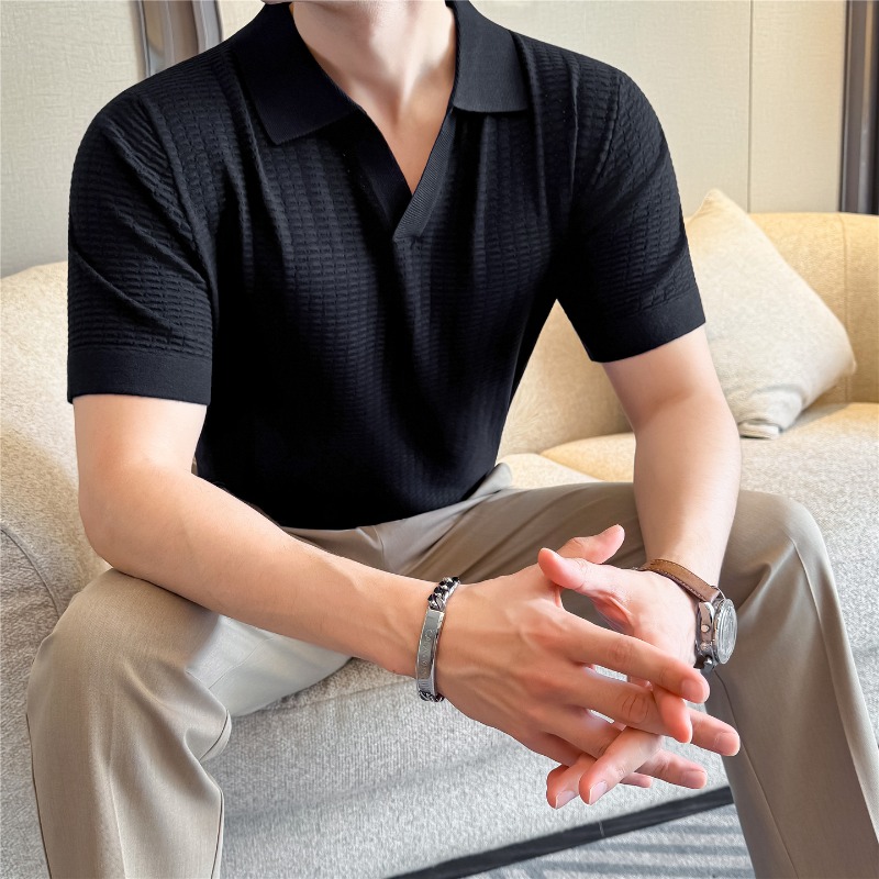 High Stretch Men Knitted Polo  - Summer Light Clothing review and price