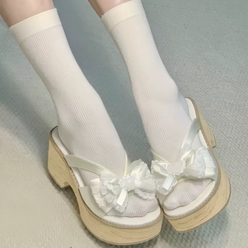 Sweet Bow Wood Grain Thick Bot - Summer Clothing Dress review and price