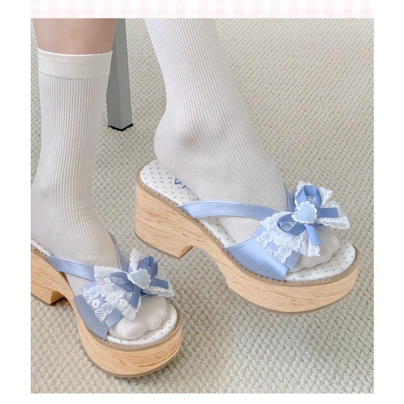 Sweet Bow Wood Grain Thick Bot - Summer Clothing Dress review and price