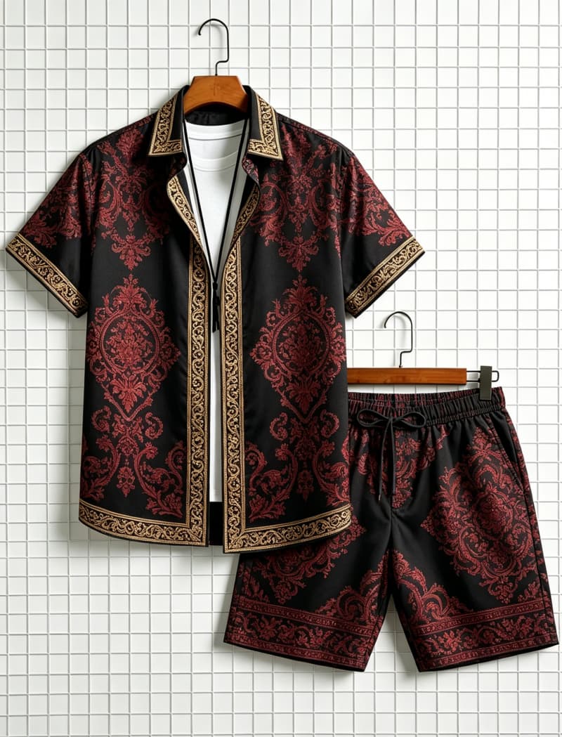 Men's ethnic border printed sh - Summer Clothing Trends review and price