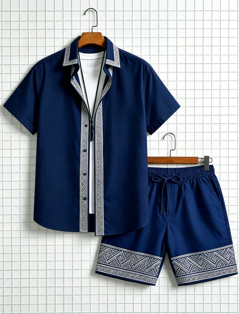 Men's ethnic border printed sh - Summer Clothing Trends review and price
