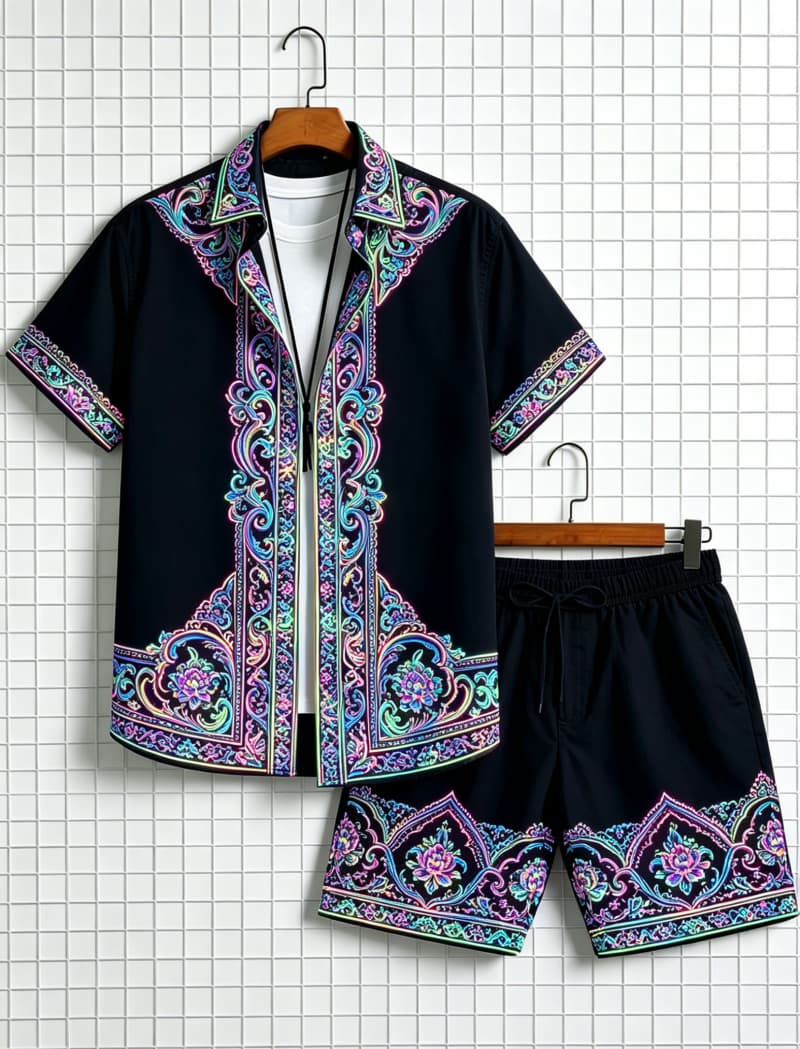 Men's ethnic border printed sh - Summer Clothing Trends review and price